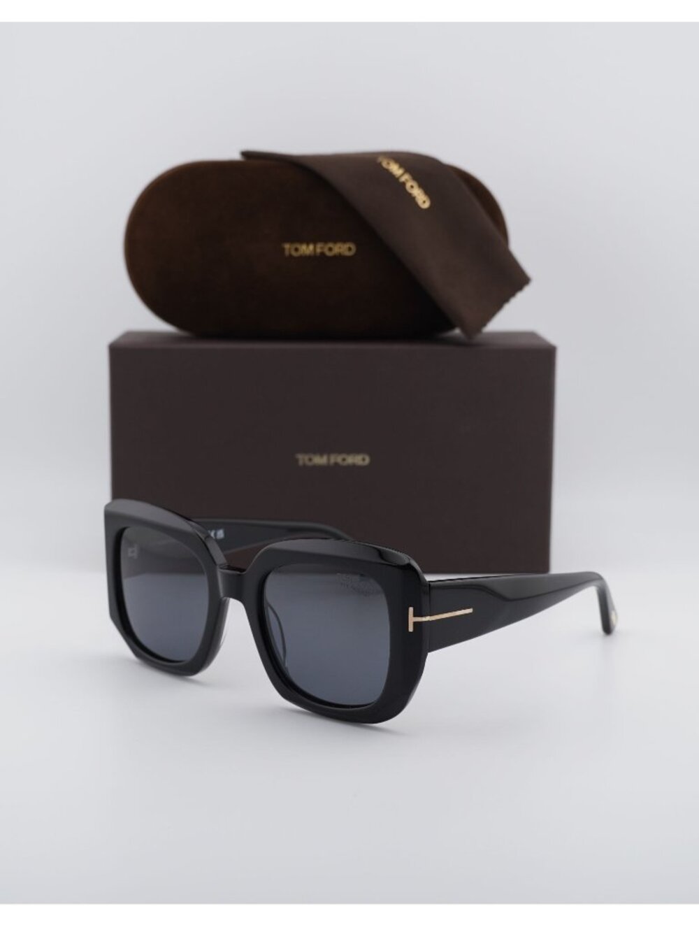 Tom Ford Carla-02 FT1220 01D Square Sunglasses - Black / Smoke Polarized